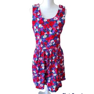 Vintage Cottagecore Dress Storybook Heirloom Red‎ Purple colorful floral small
